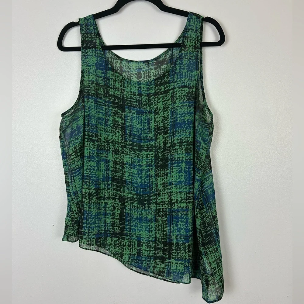 CAbi Green & Blue 2 Piece Short Sleeve Blouse Size Large - Picture 9 of 12